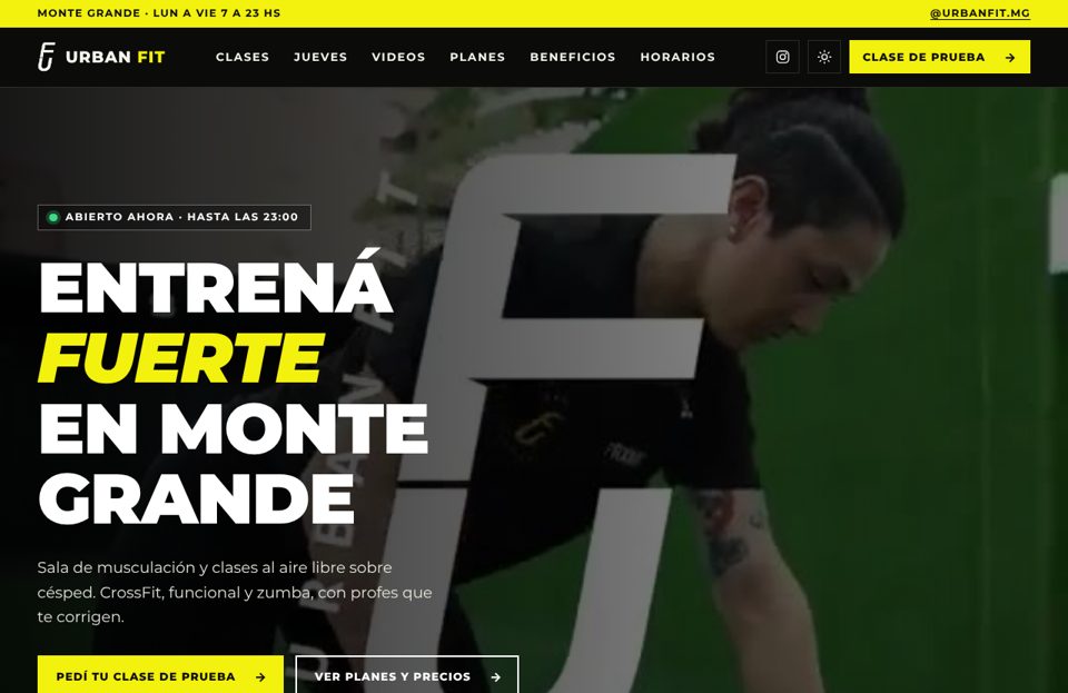 Vista previa de la web de Urban Fit Monte Grande